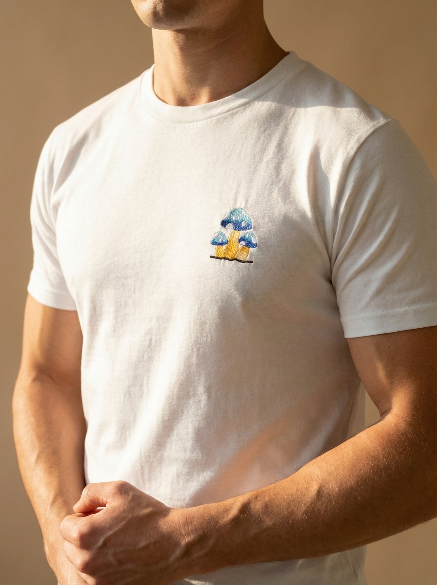 Blue Mushrooms - Embroidery Tee