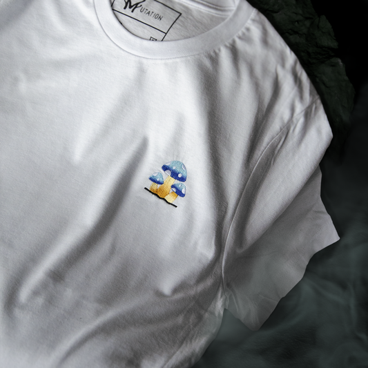 Blue Mushrooms - Embroidery T-Shirt