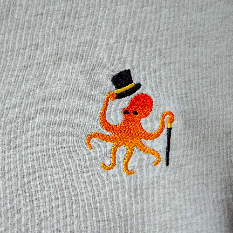 Dignified Octopus - Embroidery T-Shirt